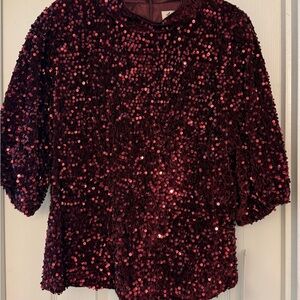Nanette Lepore Burgundy Sequin Blouse